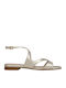 Leder Flache Sandalen für Damen in Gold Farbe