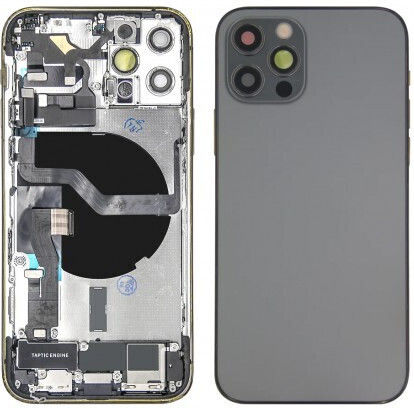 Apple iPhone 12 Pro Full Housing All Parts Vibra NFC Charging Connector Power Volume Flash Flex SIM Tray Gray Grade A