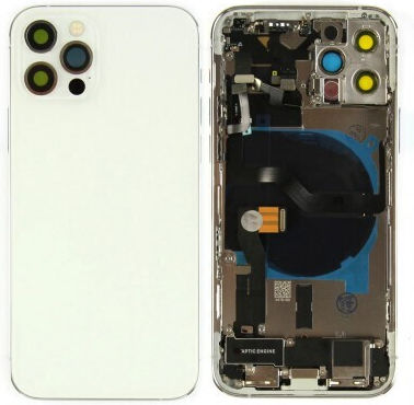 Apple iPhone 12 Pro Full Housing All Parts Vibra NFC Charging Port Power Volume Flash Flex SIM Tray Silver Grade A
