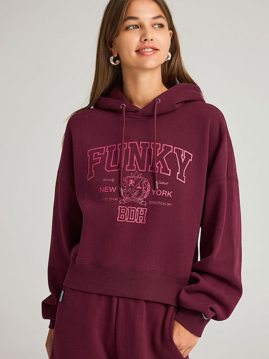 Funky Buddha Women's Sweatshirt Hooded Burgundy