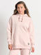 Long Women's Sweatshirt Hooded Pink