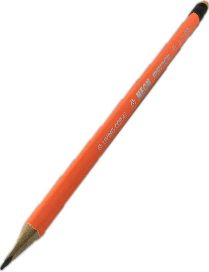 Neon Orange Triangular Pencil Living Coral With Eraser