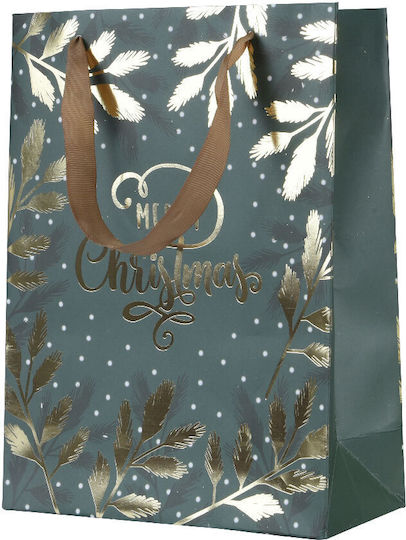 Beauty Home Merry Christmas Χάρτινη Χριστουγεννιάτικη Τσάντα για Δώρο Πράσινη 10x32x26εκ.