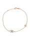 Goldjewels Παιδικό Βραχιόλι Αλυσίδα Διπλής Όψης από Χρυσό 14K με Ματάκι & Σταυρό
