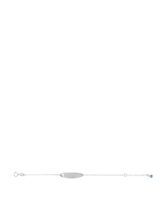 Prince Silvero Kids Bracelet ID from Silver with Evil Eye & Σταυρό