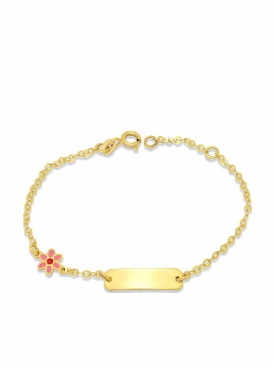 Goldjewels Kids Bracelet ID K14 Identity Flowers from Gold 14K with Flower