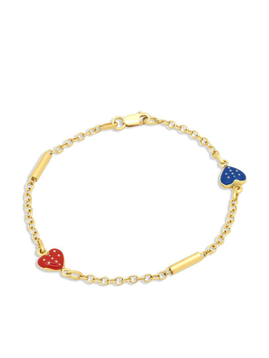 Goldjewels Παιδικό Βραχιόλι Αλυσίδα από Χρυσό 14K με Καρδιά