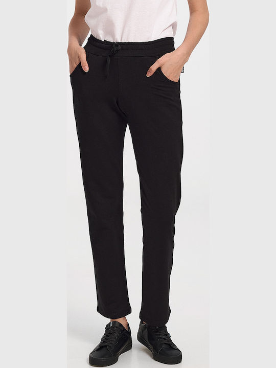 Ans Performance Damen Stoff Hose Push-up mit Gummizug Straight Black