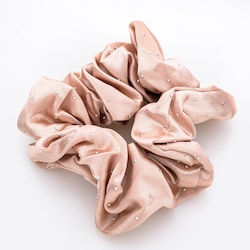 Elegant Satin Hair Scrunchies Decorated With Rh...