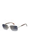 David Beckham Men's Sunglasses with Brown Tartaruga Metal Frame and Blue Lens