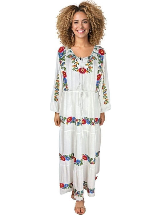 Summer Maxi Dress White Yellow