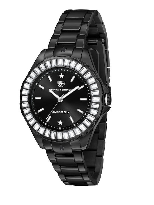 Chiara Ferragni Women's Watch with Black Metal Bracelet