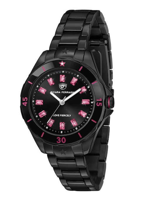 Chiara Ferragni Women's Watch with Black Metal Bracelet