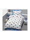 MayHome Sheet Set Single from Cotton & Polyester Light Blue 160x240cm