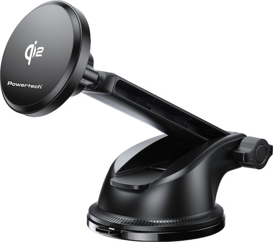 Powertech Car Mobile Mount with Magnet and Wireless Charging MagSafe Black