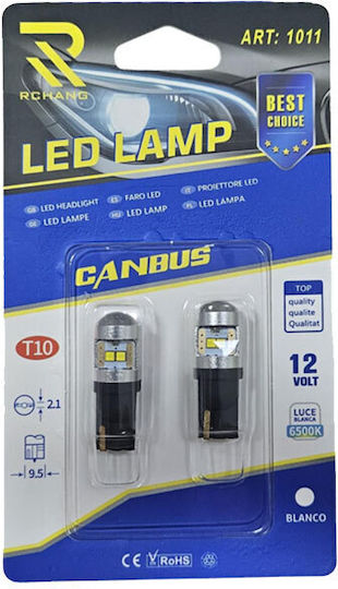 Rchang Lamps Car T10 LED 6500K Cold White 12V 1pcs