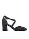 Gray High Heels with Strap Animal Print