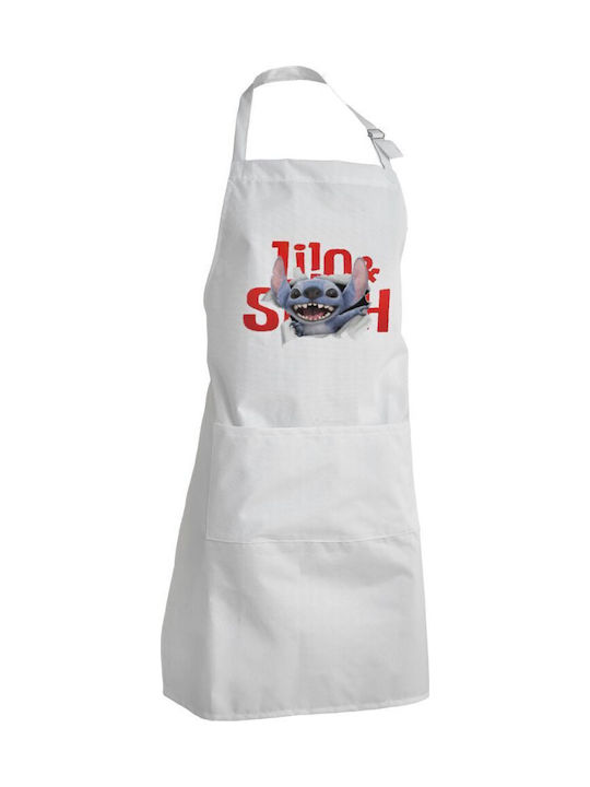 Koupakoupa Stitch Movie Ποδιά Κουζίνας Λευκή 22x40cm KP_31506_apron-bbq-adult