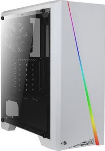 Aerocool Cylon Pro V2 Gaming Midi-Turm Computergehäuse mit Seitenfenster und RGB-Beleuchtung Weiß