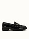 Lackleder Damen Loafers in Schwarz Farbe