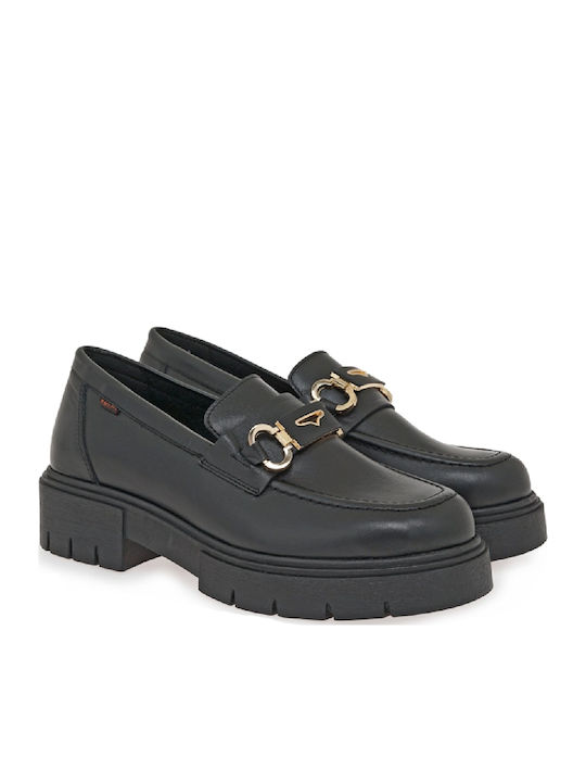 Leather Women's Loafers in Black Color