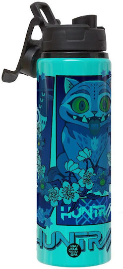 Koupakoupa Huntrix Derpy The Blue Tiger Sticlă Pentru Copii Din Aluminiu Cu Capac Cu Filet Antivărsare Turcoaz 850ml