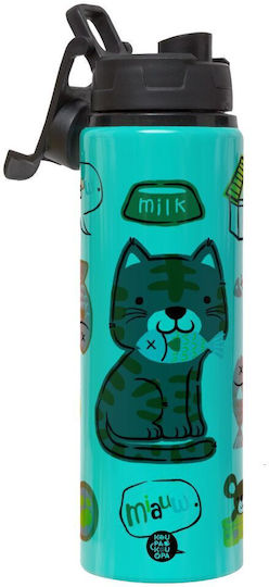 Koupakoupa Cats And Fishes Kids Water Bottle Aluminium with Screw Cap Non Spill 850ml