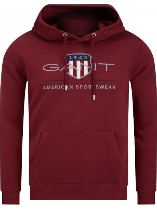 Archive Shield Sweatshirt with Hood Burgundy