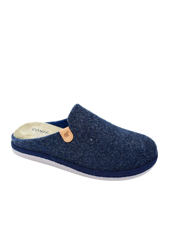 Memory-Schaum Clogs Herren Hausschuhe mit Fell Blau Anatomisch