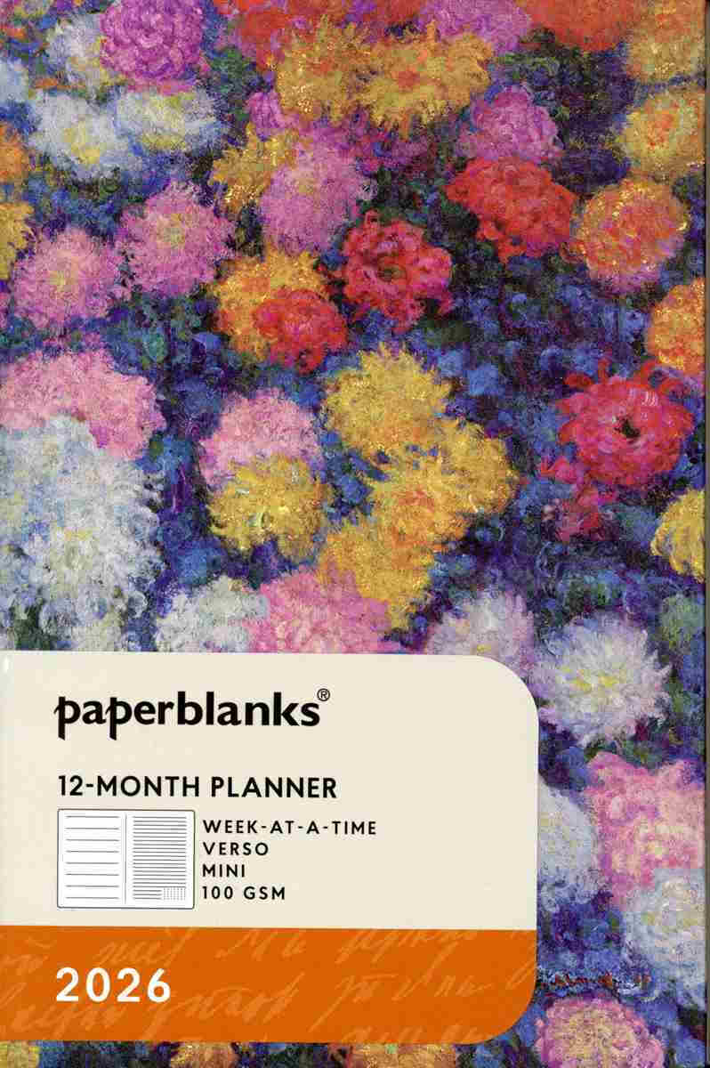 Paperblanks | 2026 Monets Chrysanthemen | Monets Chrysanthemen | 12-Monatskalender Flexi | Ultra | Tagesüberblick | Elastikband-Verschluss | 432 Pg | 80 GSM
