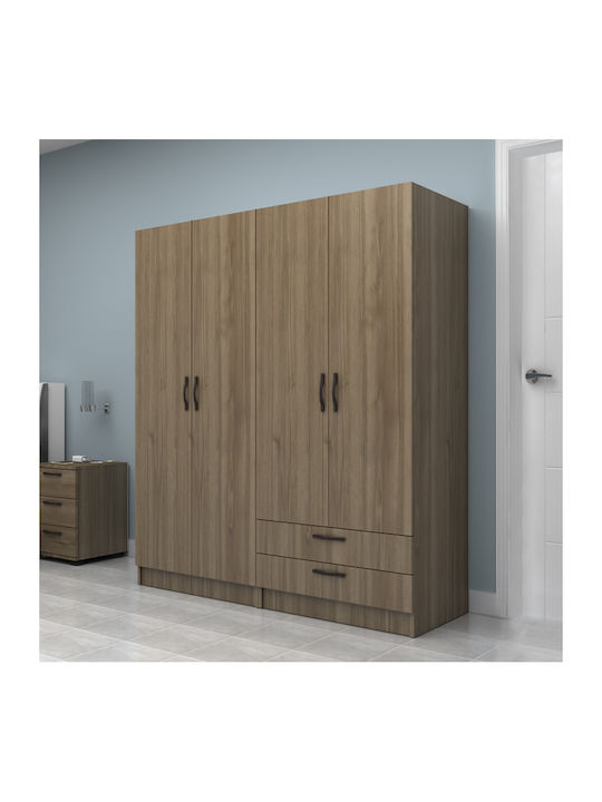 Four Door Wardrobe Vivian Walnut 160x51.8x181cm