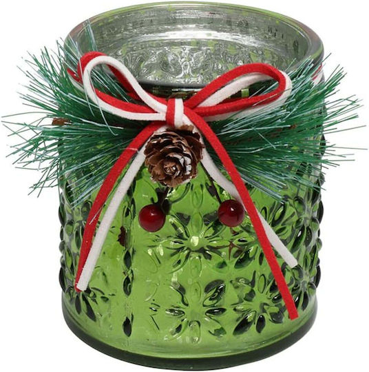 Atmosphera Weihnachtskerzen Glas Grünes Xmas 9x8cm