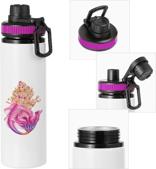 Barbie Mermaid Metal Water Bottle Aluminium Safety Cap 850ml