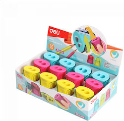 Double Plastic Barrel Pencil Sharpener Deli U-touch 3 Colors Display 12 Pieces Double Plastic Barrel Pencil Sharpener Deli U-touch 3 Colors Display 12 Pieces