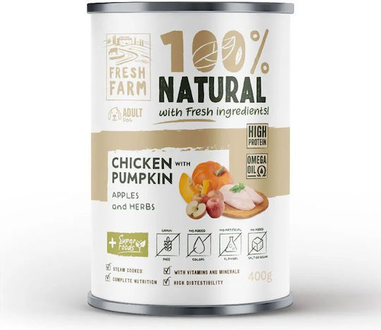 Fresh Farm Wet Food Dogs with Chicken, Pumpkin, Meat and Vegetables 400gr