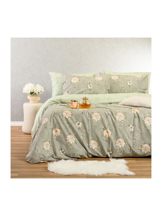 Melinen Παπλωματοθήκη Μονή 165x245 Gianna Grey/aqua