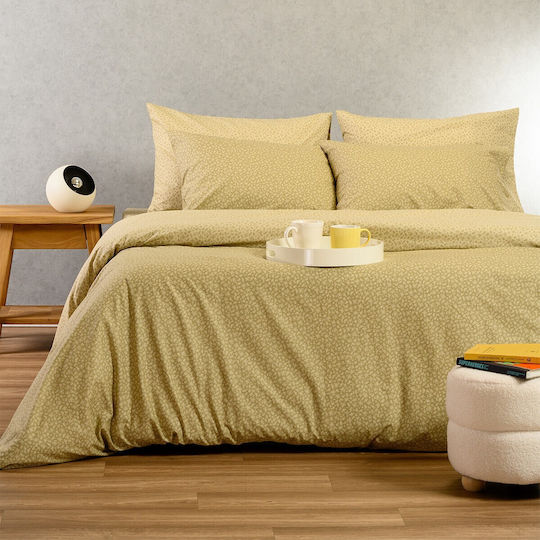 Melinen Duvet Cover Set Cotton Single with Pillowcase 165x245 Samuele Olive/beige