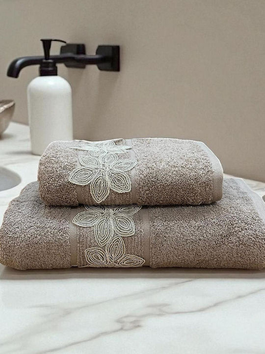 Linea Home Σετ Πετσέτες Μπάνιου 2τμχ Como Μόκα Βάρους 500gr/m²
