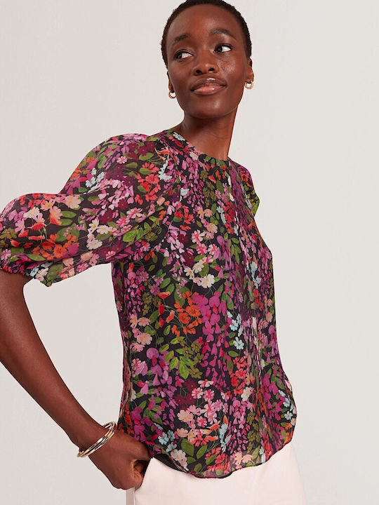 Damen Bluse Blumen Mehrfarbig