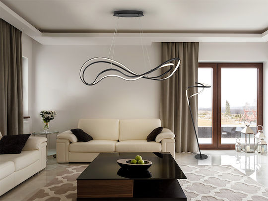 Danza Adjustable Pendant Light Black LED with Warm White Light 115x28x30cm
