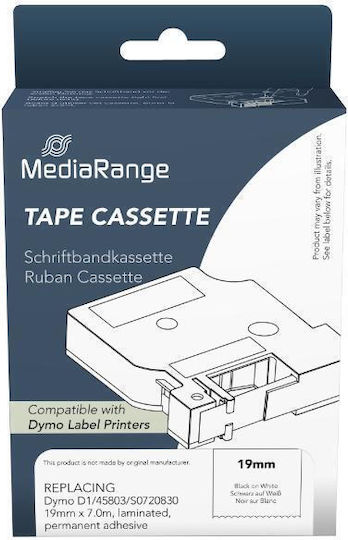 MediaRange Ταινία Ετικετογράφου 1m x 19mm σε Μαύρο Χρώμα Συμβατή με Dymo D1, Dymo Rhino/IND