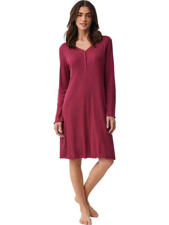 Penye Mood Winter Damen Nachthemd Cherry