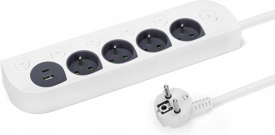 Montis Захранваща лента 4 Позиции с USB-A и USB-C