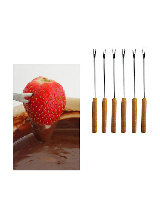 Gabel-Set Obst/Dessert Holz Silber 22cm 6Stück