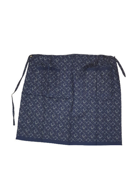 Klassische Küchen Schürze Aus Flanell Baumwolle Mit Zwei Taschen Blau Grau Muster