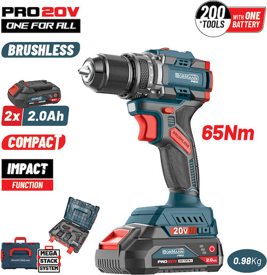 Bormann BBP5401X22CA Brushless Cordless Hammer Drill Driver 20V 2x2Ah