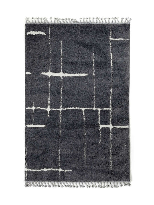 Ezzo Soffice B598AX2 Covor Rectangular Shaggy cu franjuri Cărbune de lemn