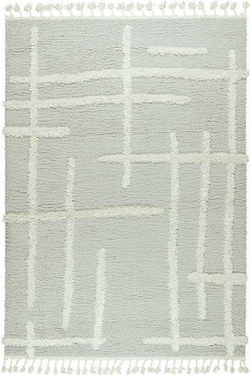 Koulis Carpets Thick 823 Teppich Rechteckig Synthetisch,Polyester/Cotton/Leather mit Fransen Grey / Cream