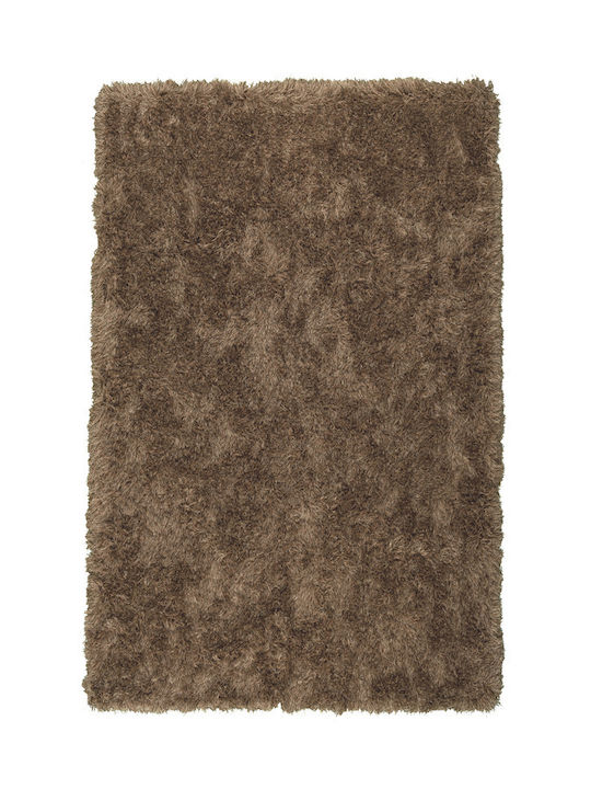 Koulis Carpets Flok Ръчно изработено Килим Правоъгълена Кафяв