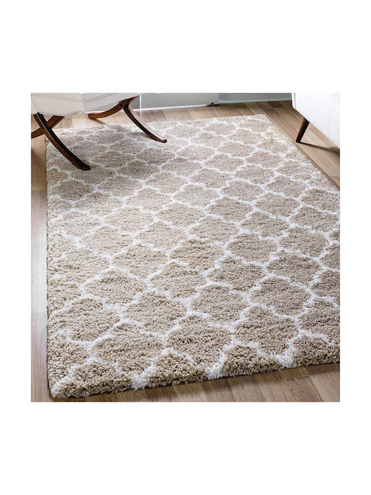 Saray Home Moroccan Teppich Rechteckig Zottelig Synthetisch,Polyester/Cotton/Leather Beige